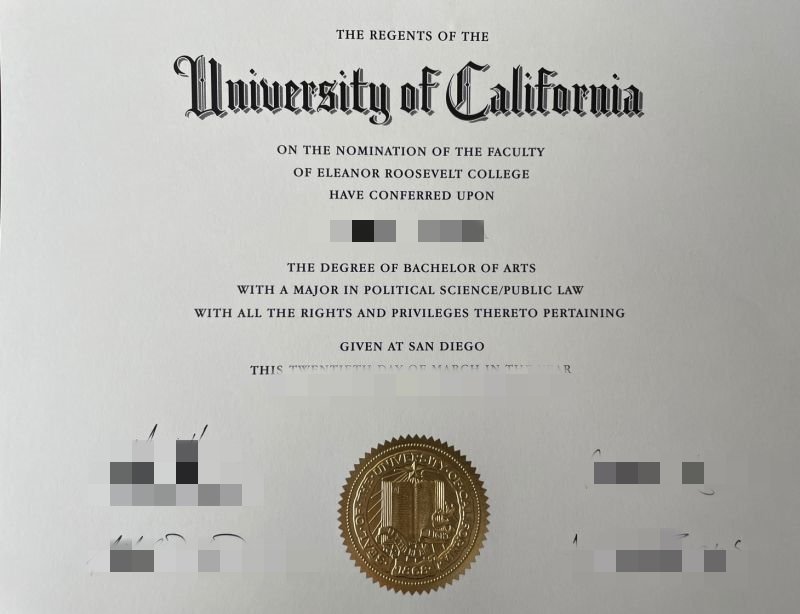 加州大学圣地亚哥分校原版毕业证制作，UCSD Certificate transcript