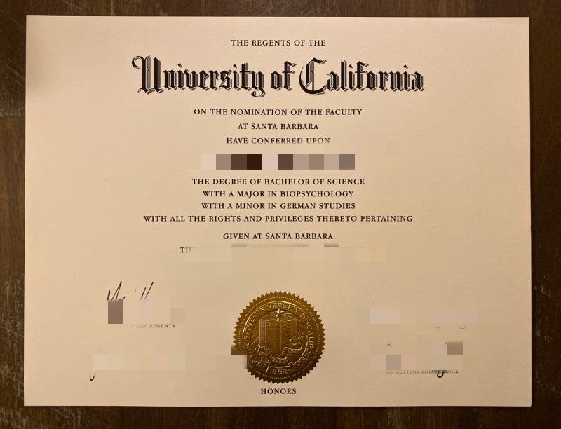 美国加州大学圣塔芭芭拉分校毕业证购买，UCSB Certificate transcript
