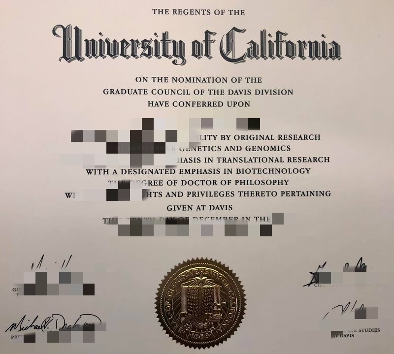 线上查看加州大学戴维斯分校学位证书模版，UC Davis Certificate transcript