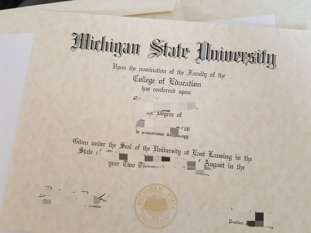 美国密歇根州立大学MSU文凭diploma定制,高度还原密歇根州立大学毕业证书，美国MSU成绩单购买
