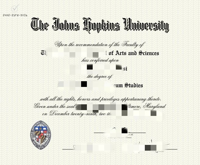 在线办翰霍普金斯大学毕业证书，JHU Certificate transcript